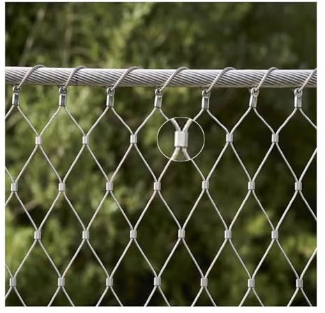 Seilnetz aus Edelstahl 304, Diebstahlschutz mit 2 mm Drahtdurchmesser, flexible Schutznetze, Absperrzaun for Tiergeflügel, sturzsicheres Sicherheitsnetz aus Edelstahl ( Size : H1xL5m/H3.28xL16.40ft )