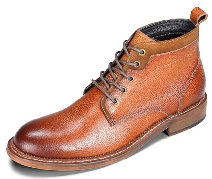 Allthemen Bottes Homme Cuir à Bout Rond Classique Lacets Boots Rétro Portable Affaires Bureau marron 45