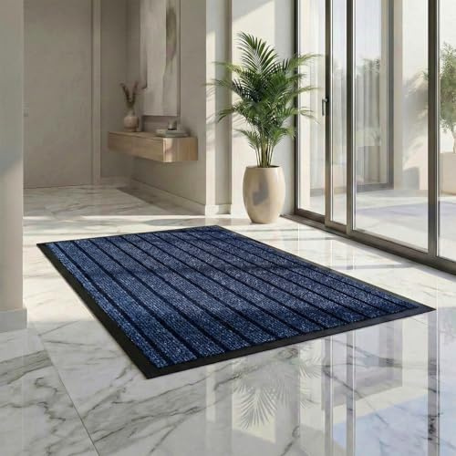 Cozy Haven Rubber Rug – Outdoor & Indoor Heavy Duty Washable Non-Slip Rug for Kitchen Garden, Inside & Outside Floor Mats, Waterproof and Dirt Trapper Entrance Rug (120x150 cm, Blue)