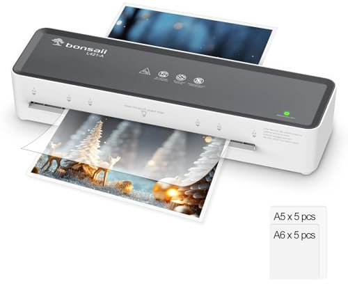 Bonsaii Laminiergerät A4, ABS-Funktion, Geeignet für A4-Dokumente, Büro und Zuhause, 80-100 Micron, Enthält 5 a4 Laminierfolien, L421-A