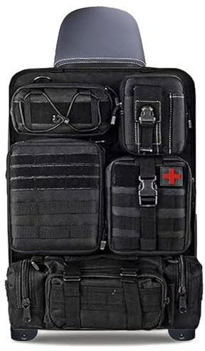 Tactical Car Seat Organizer with 5 Detachable Bag, Car Backrest Protector 600D Oxford Waterproof Tactical Vehicle Seat Back Organiser for Most Vehicle SUV Truck Pickup