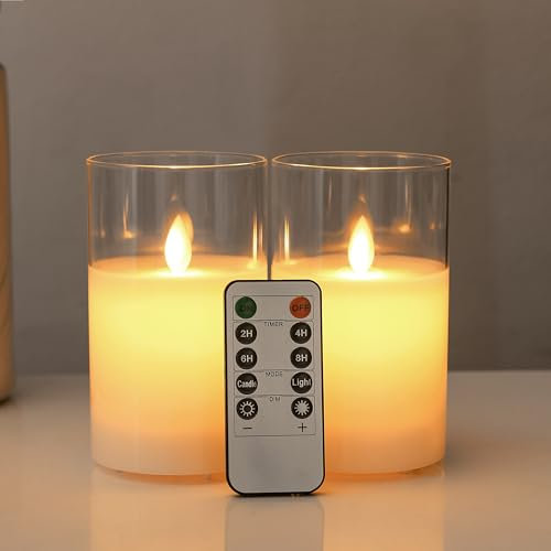FiiMoo - Velas LED sin llama, con mando a distancia para eventos, 12,5 cm, cristal blanco