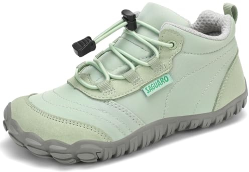 SAGUARO Barnen Barfota Skor Trail Running Barfoot Minimalistiska Lätta Sneakers Andningsbara, Gr.26-36, Ny grön, 35 EU
