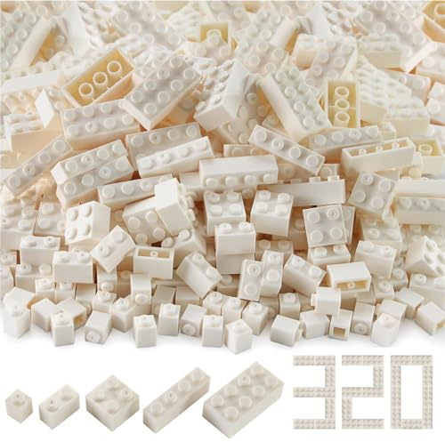 Feleph Classic Set di 320 mattoncini misti 1 x 1, 1 x 2, 1 x 4, 2 x 2, 2 x 4, per bambini Basic Bricks