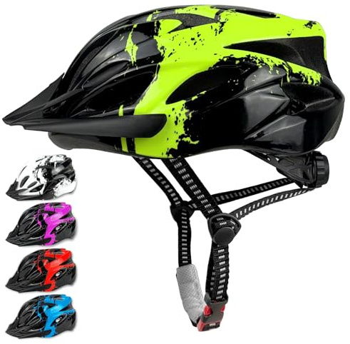 LeapBeast Fahrradhelm Kinder, Verstellbarer Kinderhelm für Jungen und Mädchen im Alter von 3-13 Jahren, Mehrere Belüftungen Helm, Multisport-Kinderhelm mit Visier, Schutzhelm (Grün, S (50-55cm))