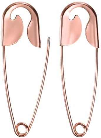 M METERXITY 2 Alfileres De Seguridad Grandes, 4.33 Pulgadas (11mm) Alfiler De Prenda Pesado De Aleación De Zinc para Coser Ropa/Vestuario/Faldas/Prendas [Rosa Dorado]