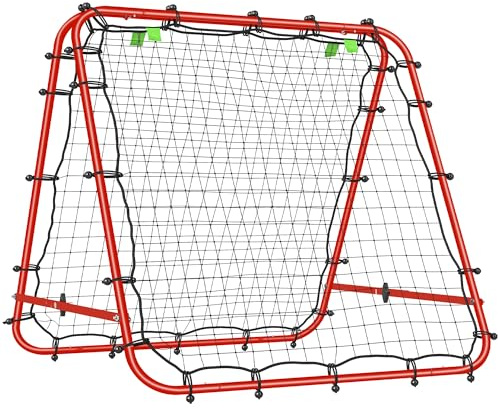 HOMCOM Red de Rebote Plegable de Doble Cara 100x95x90 cm Rojo