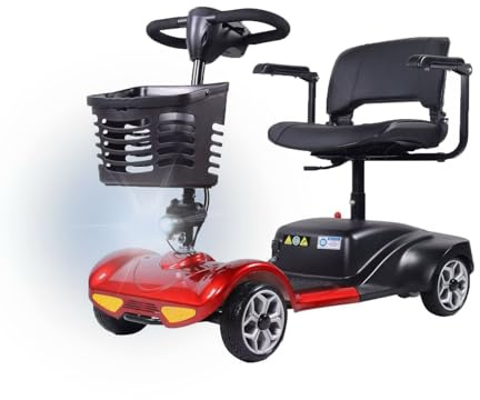 Portable Mobility Scooter, Electric Mobility Device, Airline Friendly Mobility Chair, 20 KM Removable Battery, Reflectors, Basket, Headlight, 250W Powerful Motor, Flip Up Arm Rest