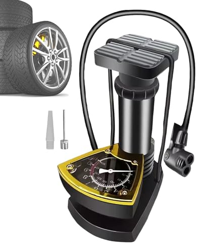 Fußpumpe für Auto, multifunktionale Auto-Luftpumpe mit Manometer, tragbarer Fahrradreifenkompressor für Limousine, Motorrad, Pickup, elektrisches Auto, aufblasbares Spielzeug