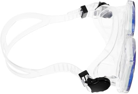DECORNIJIA Lunettes de Natation Sportives Unisexes Grand Cadre Anti-Buée Monture Incurvée Bleu Transparent Sangles Réglables Confortables pour Adultes Hommes et Femmes Étanches pour