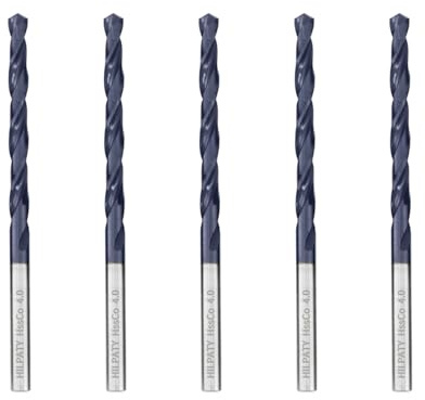 Hilpaty Brocas Helicoidales para Metal Profesional Broca M35 HSS-Co con Recubrimiento AlTiN, Norma DIN 338 (4.0mm x 75mm x 5pcs)