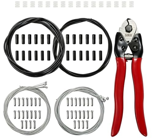 Pince Coupante en Acier Inoxydable, Kit de Câbles de Dérailleur et De Frein pour Vélo avec Embouts, Câble Universel Gainé et Raccords à Vis pour Vélos de Route VTT Vélos de Ville et Autres (Noir)