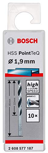 Bosch Professional 10-Piece PointTeQ HSS Twist Drill Bit (for Metal, 1.9 x 22 x 46 mm, Drill Driver Accessories)