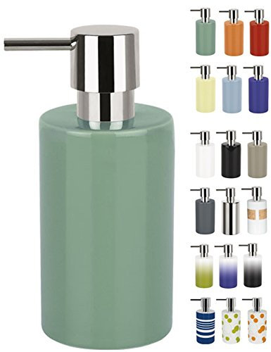 Spirella Kollektion Tube, Seifenspender 7,0 x 7,0 x 16,0 cm, Steingut, grün