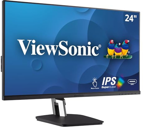 ViewSonic TD2455 24 Inch 1080p IPS 10-Point Multi Touch Screen Monitor with Advanced Dual-Hinge Ergonomics USB C HDMI and DisplayPort Out