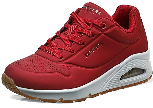 Skechers Uno Stand on AirSneaker för kvinnor, Mörkröd vit, 40 EU