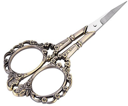 Vintage Edelstahl Nähschere - Antike Fadenschere Stickschere Mit Blumenmotiv für Stickerei, Kreuzstich und Handwerk (#1)