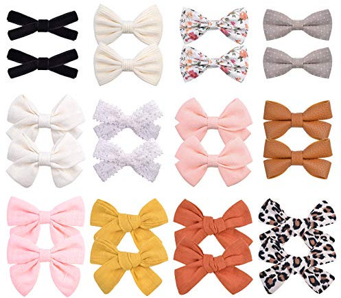 choicbaby 24 Stück Baby Haarspangen Kleine Größe 3 Zoll Schleife Clips Baby Girl Haarschleifen Clips Haarspangen Krokodilklemme Haarschmuck für kleine Mädchen Kleinkind Kinder Teenager in Paaren