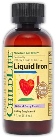 CHILDLIFE ESSENTIALS Liquid Iron for Kids - Iron Supplement Drops for Toddler & Baby, Gluten Free - Natural Berry, 4 Fl Oz