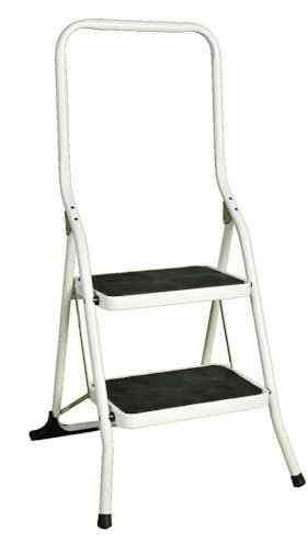 FACILITYS - Escabeau 2 Marches, Pliable en Acier Solide & Stable - Marche Pied Pliable, Charge 150 kg - Plateforme de Travail, 2ème Hauteur 46 cm - Surface Antidérapante & Confortable 38,5 x 26,3 cm