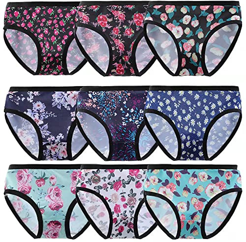 Anntry sous-vêtements en Coton Doux pour Tout-Petits Culottes pour bébés Ensemble de 9 Slips pour Filles Culottes de 2 à 14 Ans (4-6 Ans, Couleur-1)