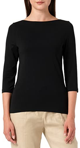 VERO MODA Camiseta elástica de Manga 3/4 para Mujer Cuello de Barco básico Top Ajustado de Manga Larga de Ajuste Regular VMPANDA, Color:Negro, Talla:XS