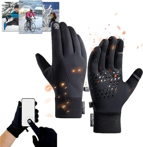 ARCTICZ - Premium Thermo Gloves,Waterproof Windproof Thermal Gloves for Winter,Liners Thermal Warm Touch Screen Gloves,Suitable for Cycling Running Driving Walking and Fishing (Black, XL)