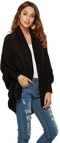 HEYPORK Damen Herbst Winter Warm Bequem Pullover Casual Mode Strickjacke Strickpullover Frauen Winter Pullover Strickpullover Strickjacke Jacke Pullover(A Schwarz, Einheitsgröße)