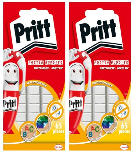 Pritt Multi-Fix självhäftande prickar 130 stycken, universella multi-pack-självhäftande kuddar, avtagbar, ren hantering, återanvändbara, lösningsmedelsfria