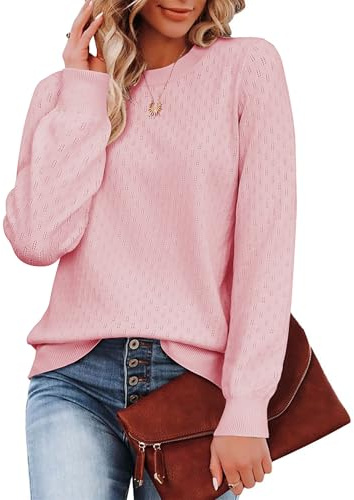 Zeagoo Femme Hiver Élégant Pull Doux et Confortable Côtelé Tricot Encolure Ras du Cou Manches Longues Sweater S-XXL