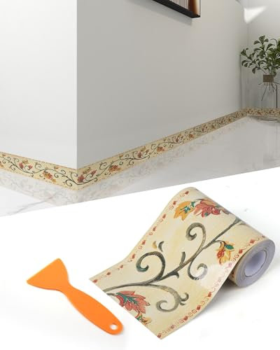 FBBULES Frise Murale Autocollante en PVC Style Naturel Moulure Murale Adhésif Bordure Papier Peint Adhesive pour Salon Chambre à Coucher Cuisine Décoration