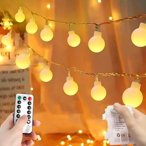 SR ESSENTIALS Globe Fairy Lights,10M/33ft 100 LED Fairy String Lights with Remote & Battery Powered, 8 Modes, Waterproof Outdoor Indoor Globe String Lights for Christmas, Home, Garden, Parties,