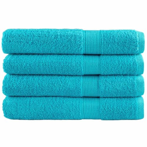 Hogar y jardín, ropa de cama y ropa de cama, toallas, toallas de sauna premium, 4 piezas, turquesa, 80 x 200 cm, 600 g/m², 100% algodón