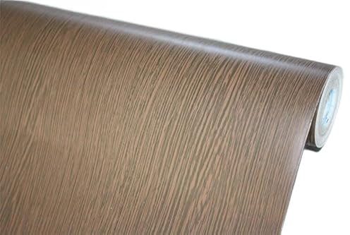 BUVU Klebefolie Möbel braun Holzoptik Möbelfolie Selbstklebende Folie Holz Tapete 45cm X 300cm braun Vintage Streifen Folie Wasserdicht Wandtapete für Möbel Wände Schränke Küche Tische