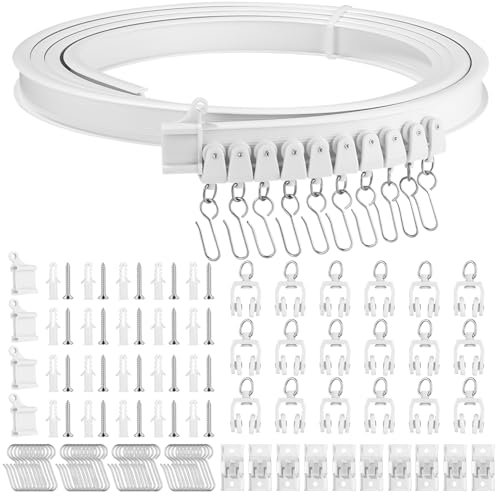 Flexible Decken-Vorhangschiene 3M, Biegebar Vorhangschiene mit stummen Rollen fur Raumteiler, Duschvorhang, Schlafzimmer, Balkone, Krankenhaus-Vorhang schienensystem