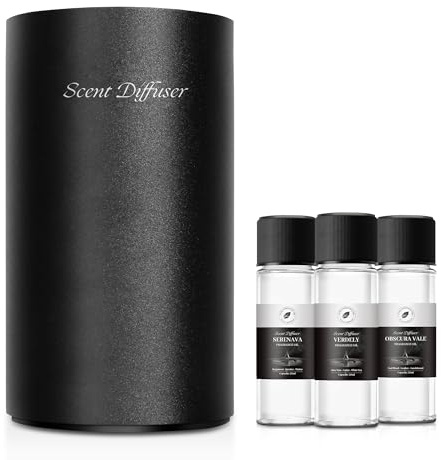 Waterless Essential Oil Diffuser Starter Kit - No Water Needed, Battery Operated Mini Scent Air Machine, Included 3x20ML Essential Oils, Portable Aromatherapy Diffuser for Home & Car & Office, Black