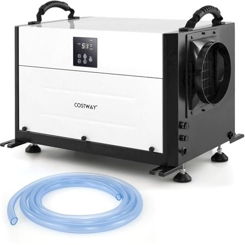 COSTWAY Déshumidificateur Professionnel, Déshumidificateur Industriel avec 3 Modes Minuterie de 24 H Tuyau de Vidange et Dégivrage Automatique, pour Entrepôt Sous-sol (73,5 L/Jour,Noir)