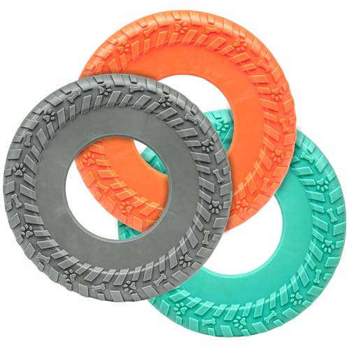 2x 10 inches – Dog Flying Rings – Interactive Toys for Dogs – Discs made with Rubber for Pet Training toy – Lightweight, Outdoor Use, Fetch Game, Floating, Exercise Disc (Assorted (Pack of 2), LARGE)
