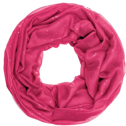 Van Der Rich ® - Sciarpa Tubolare Morbida con Paillettes Loop - Donna (Fucsia)