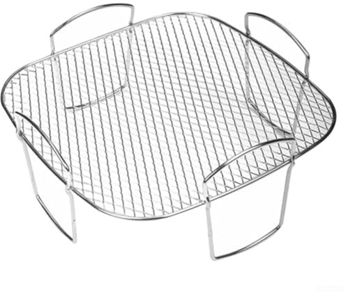 Yuanpgky Grille de friteuse à air en acier inoxydable avec 4 pieds pour un chauffage uniforme, accessoire multifonction compatible avec friteuse à air, four à rôtir et micro-ondes pour griller,