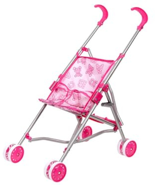 PartyMagix Puppenbuggy für Kinder – Klappbarer Puppenwagen ca. 55 cm hoch – Lernspielzeug zur Förderung von Vorstellungskraft & Koordination – Kinderbuggy für Puppen & Stofftiere