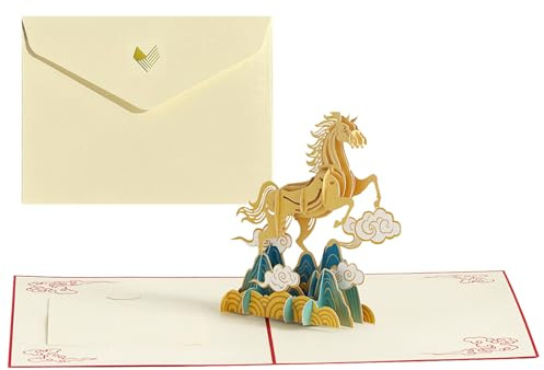 Biglietti di Capodanno 2026 | Ricordo da collezione – Biglietto di Capodanno lunare con cavallo, per vacanze, matrimoni, benedizioni, amici, famiglia, marito, moglie collezionisti