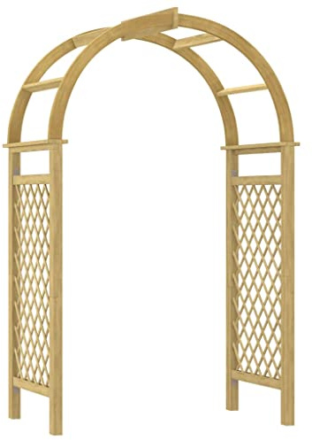 Rosenbåge med spaljé av massiv furu grön impregnerad 141 x 97 x 243 cm trädgårdsbåge fristående för rosor klätterväxter, lövgång terrass ingång