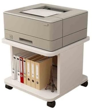 JIANBOHAIRS Supporto for scrivania da ufficio, multifunzione, con doppio ripiano for stampante, sottopiano per scrivania, ufficio, casa(White)