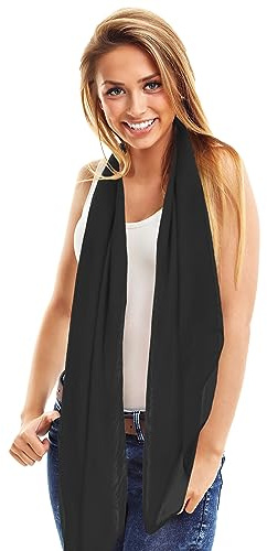 TOSKATOK® Ladies Plain Fashion Scarves Large Range Colours – UK Seller Black