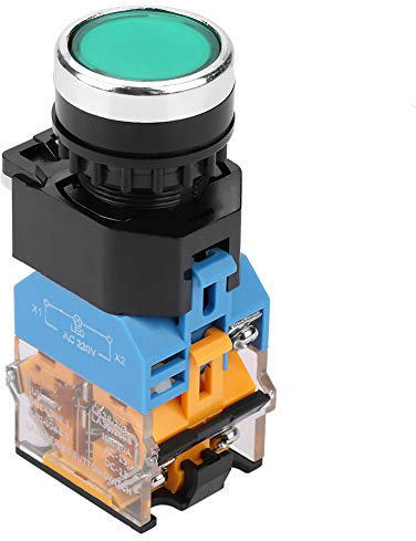 Interruptor de Botón Momentáneo LA38-11D Interruptor de Botón de luz LED Autoajustable de Cabeza Plana Mini Interruptor de Botón de Encendido/Apagado 220V 10A