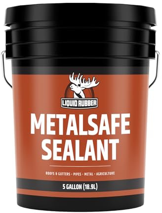 Liquid Rubber MetalSafe Sealant - Metal Roof Waterproof Membrane Coating and Corrosion Protection, Solar Resistant, Indoor and Outdoor Use, Easy to Apply, 5 Gallon, Black