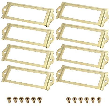 MroMax Kontorsbibliotek arkivlåda 83 x 30 x 0,5 mm rektangulär form etikett hållare gyllene 8 st