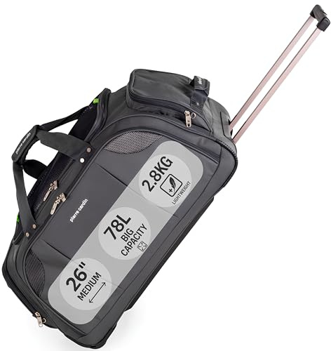 Borsa a tracolla grande leggera con ruote - Borsa con ruote di Pierre Cardin | Ruote da skate resistenti allo stress | Trolley Borsa da viaggio con ruote CL769, Grigio, Grigio medio 26