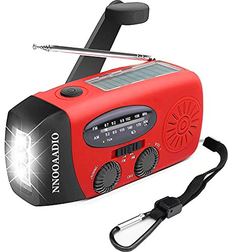 Wind Up Radio, Emergency Solar Hand Crank AM/FM Weather Radio with Portable Power Bank, 2000mAh Rechargeable USB Phone Charger, SOS Alarm, Bright LED Flashlight for Household and Outdoor Survival